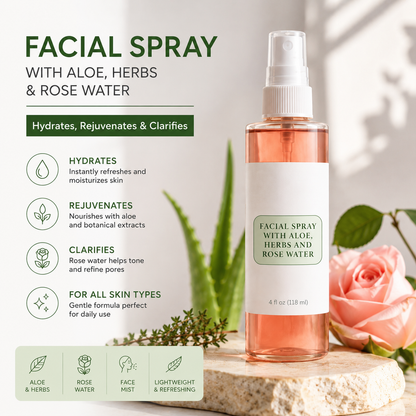 Hydrating Rose & Aloe Facial Spray Mist for All Skin Types