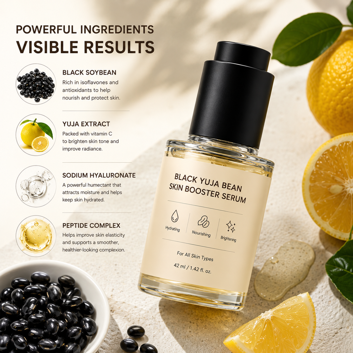 Daily Hydrating Skin Booster Serum with Yuja & Black Soybean – Lightweight Facial Care