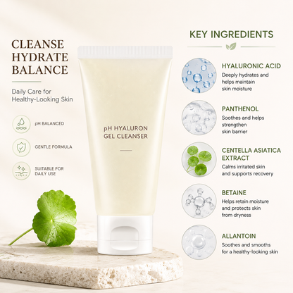 pH Hyaluron Gentle Gel Cleanser – Hydrating, Daily Face Wash for Sensitive Skin